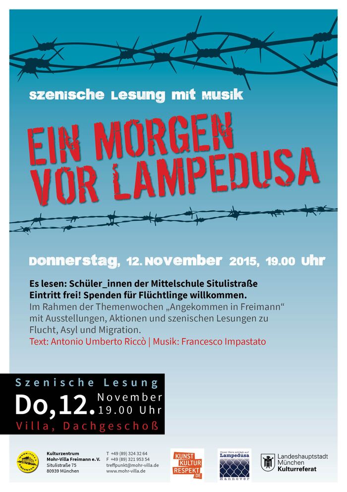 Plakat zur Veranstaltung: Ein Morgen vor Lampedusa