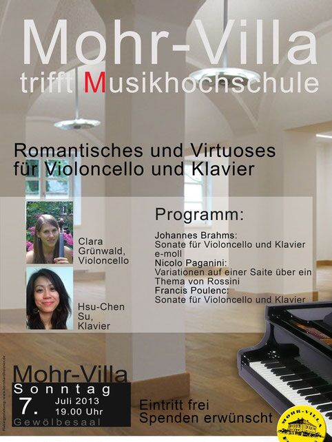 Plakat zur Veranstaltung: Mohr-Villa trifft Musik­hoch­schule