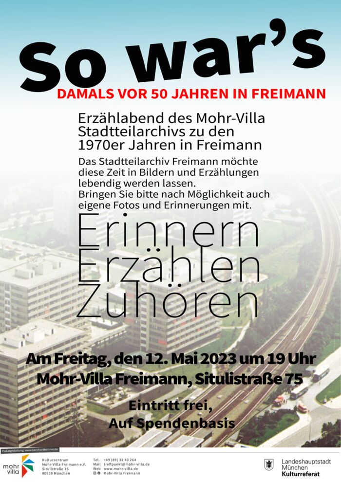 Plakat zur Veranstaltung: So war’s damals vor 50 Jahren in Freimann