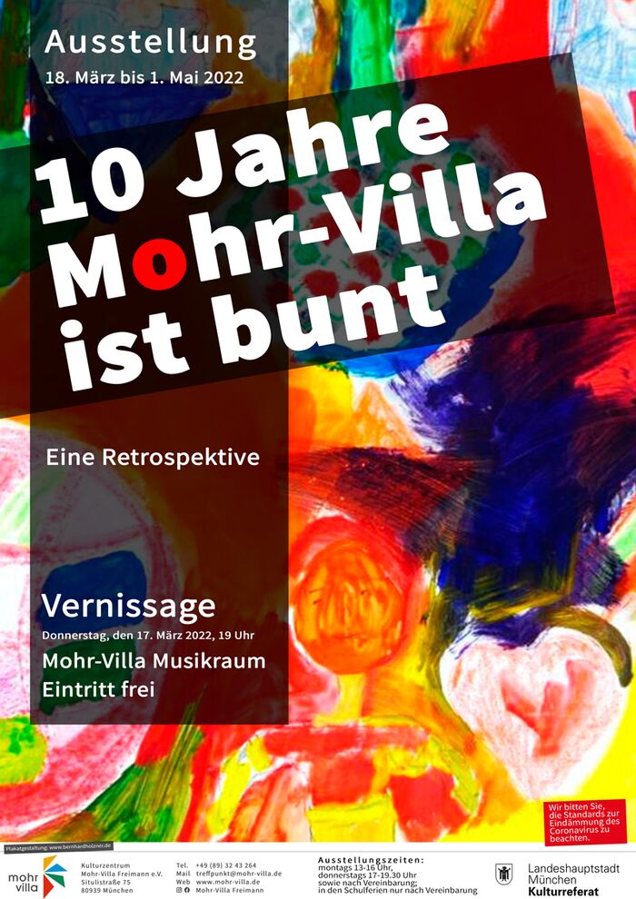 Plakat zur Veranstaltung: 10 Jahre Mohr-Villa ist bunt