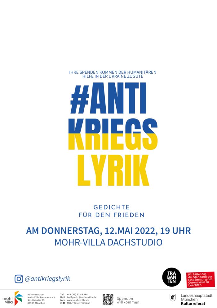 Plakat zur Veranstaltung: #Antikriegslyrik – Gedichte für den Frieden