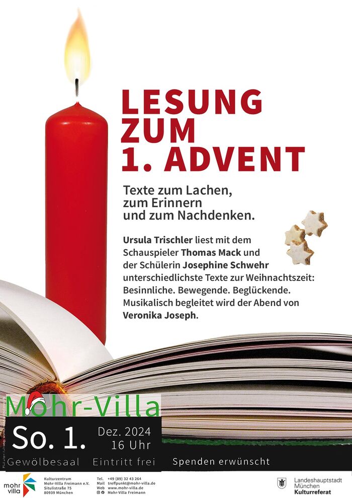 Plakat zur Veranstaltung: Lesung zum 1. Advent