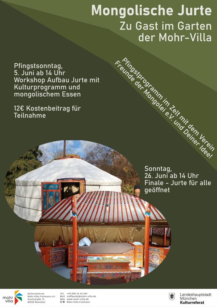 Plakat zur Veranstaltung: Mongolische Jurte zu Gast im Park der Mohr-Villa