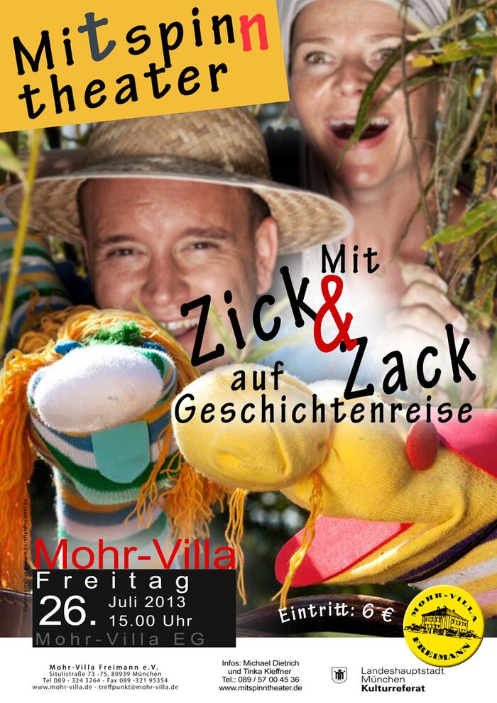 Plakat zur Veranstaltung: Mit Zick & Zack auf Geschichtenreise
