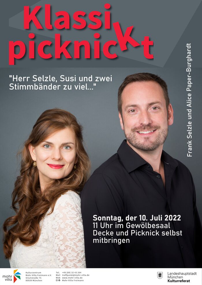 Plakat zur Veranstaltung: Klassik picknickt: Herr Selzle, Susi und zwei Stimmbänder zu viel…