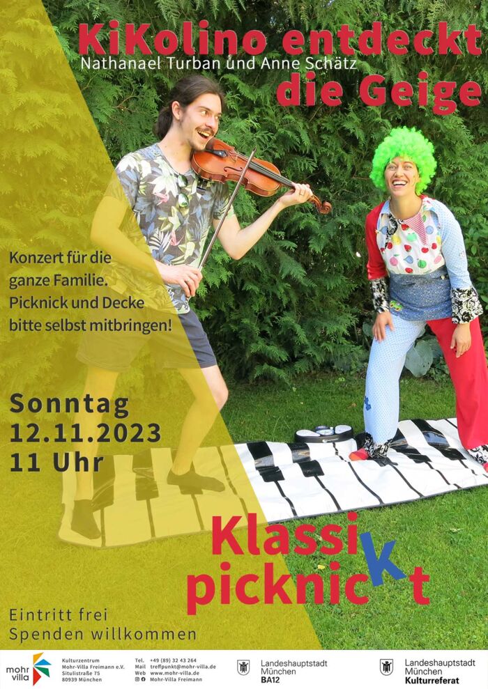 Plakat zur Veranstaltung: Klassik picknickt: KiKolino entdeckt die Geige